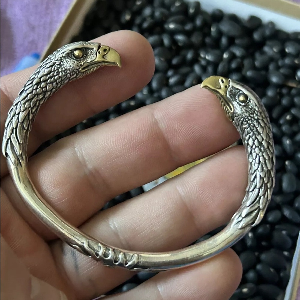 Exquisite artisan Eagle sterling silver cuff Bracelet